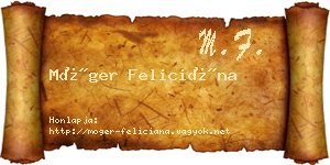Móger Feliciána névjegykártya